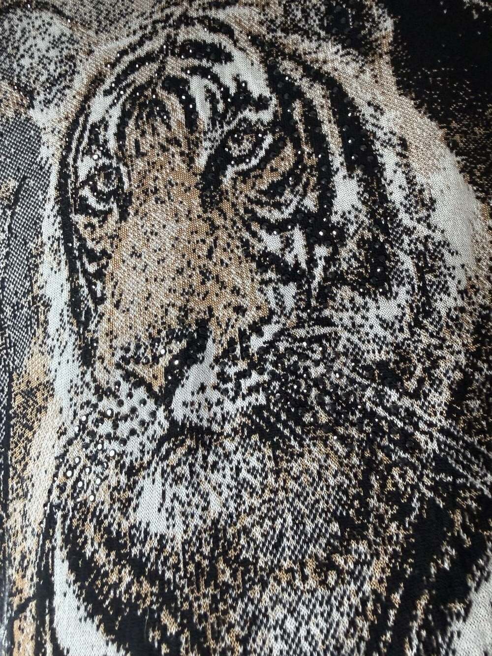 St. John Collection Marie Gray Tiger Zip Cardigan Jacket Sweater Sz 12 - Picture 6 of 13